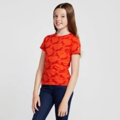 Kids' Organic Micky Printed Cotton T-Shirt Mandarine Orange