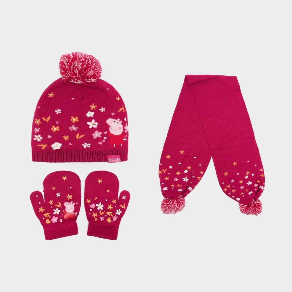 Regatta Peppa Pig Knitted Pom Pom Hat Scarf And Glove Set 3 Regatta Peppa Pig Knitted Pom Pom Hat Scarf And Glove Set